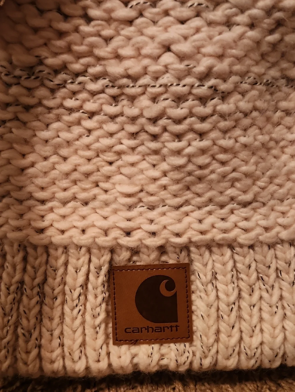 NWT Carhartt Cream Chunky Knit Pom Beanie - Picture 2 of 9